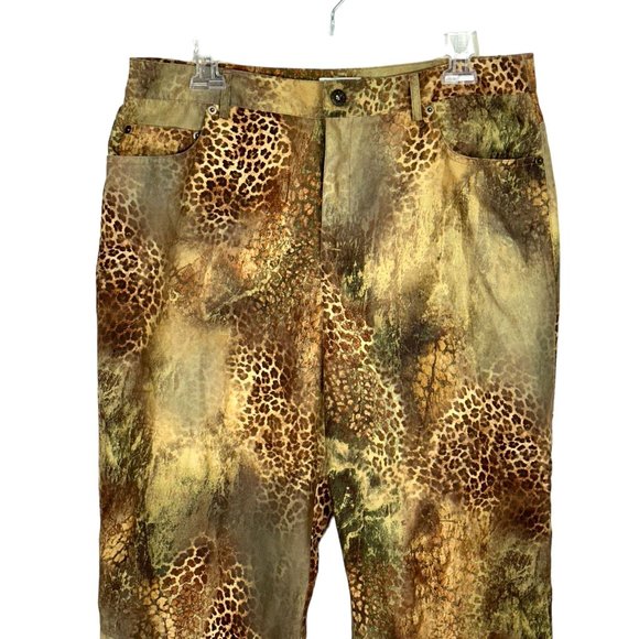 Andre Oliver Vintage Brown Animal Leopard Print Button Front Pantsuit 10 - Picture 10 of 11